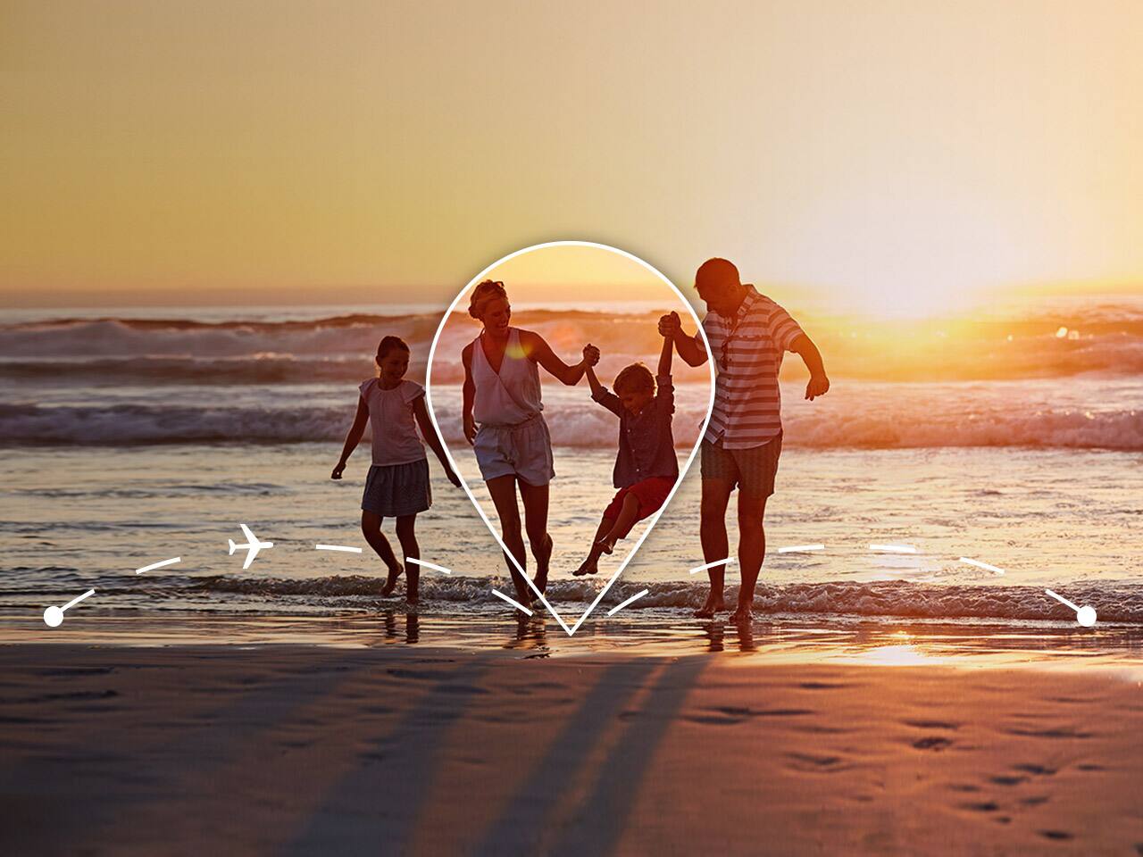 Family sunset on the beach